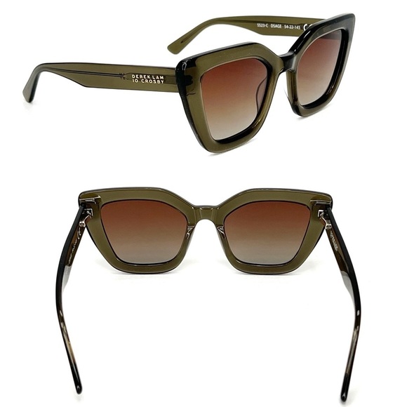 New Derek Lam 10 Crosby Sunglasses Square Lens Translucent Green Frame Sunnies - Picture 2 of 5